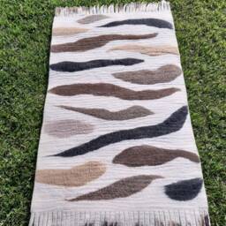Felted Wool Rug With Fringes, Animal Pattern - thumbnail 4