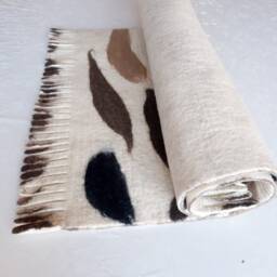 Felted Wool Rug With Fringes, Animal Pattern - thumbnail 2