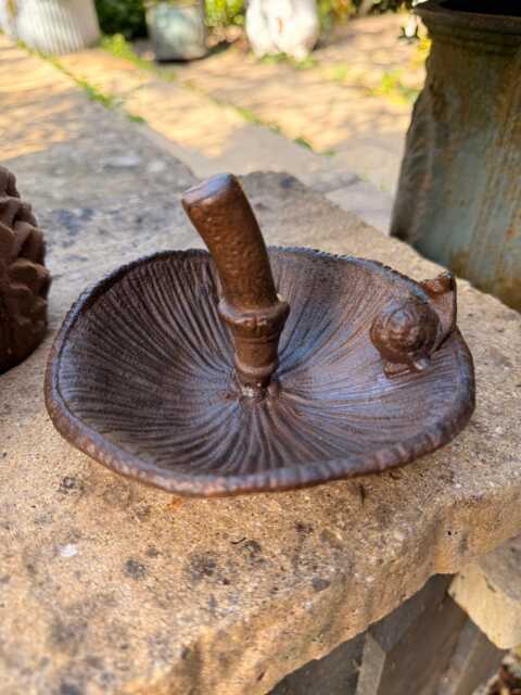 Cast Iron Mushroom Bird Feeder - image 1