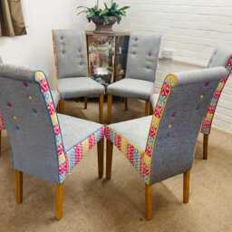 6 Multiyork Dining Chairs Newly Reupholstered in Multicoloured Modern Design - thumbnail 2