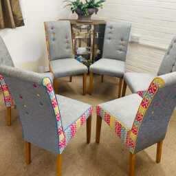 6 Multiyork Dining Chairs Newly Reupholstered in Multicoloured Modern Design - thumbnail 3