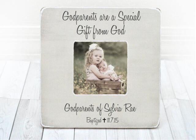 Personalized Godparent Picture Frame Baptism Gift, Godparents Gift, Gift For Godparents, From Godchild, Baptism Frame - image 1