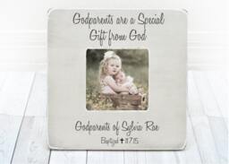 Personalized Godparent Picture Frame Baptism Gift, Godparents Gift, Gift For Godparents, From Godchild, Baptism Frame - thumbnail 1