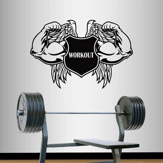 In-Style Decals Wall Vinyl Decal Home Decor Art Sticker Emblem Workout Word Strong Arm Wings Bodybuilding Fitness Gym Removable Design 257 - image 1