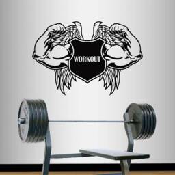 In-Style Decals Wall Vinyl Decal Home Decor Art Sticker Emblem Workout Word Strong Arm Wings Bodybuilding Fitness Gym Removable Design 257 - thumbnail 1
