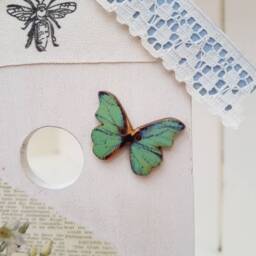 Rustic Birdhouse Wall Hanging, Floral Decoupage, New Home Gift - thumbnail 3