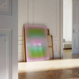 Ethereal Glow Pink Green Gradient Art Print, Aura Poster, Apartment Decor, Dreamy Room Glow, Large Wall - thumbnail 3