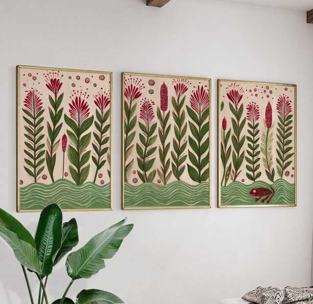 Botanical Posters Set Of 3, Modern Nature Art Prints Wall Decor - image 1