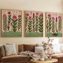 Botanical Posters Set Of 3, Modern Nature Art Prints Wall Decor - thumbnail 3
