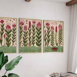 Botanical Posters Set Of 3, Modern Nature Art Prints Wall Decor - thumbnail 2