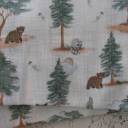 Baby Forest Animals Swaddle Blanket - Fawn Bear Woodland Wildlife Muslin Gift - thumbnail 3