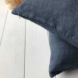 Softened Linen Pillow Case in Dark Blue Melange/Linen Throw Cover Jeans Color/Decorative - thumbnail 4
