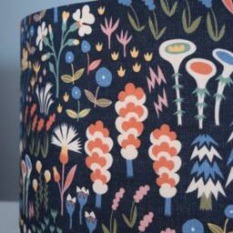 Scandi Flower Lampshade Pattern With Gold Silver Or White Lining, Scandinavian Fabric Lightshade, Handmade By Vivid Shades - thumbnail 3