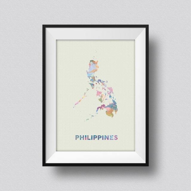 Philippines Watercolor Map Art Print Ink Splash Poster Canvas