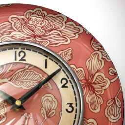 Modern Floral Wall Clock - New 25cm Metal Handmade Vintage Retro Gift Pink Leaf Pattern Off The Clocks - thumbnail 3