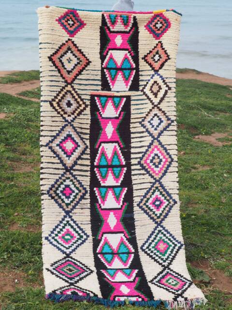 Vintage Boucherouite Moroccan Rug Runner - 7.2x3 Ft - image 1