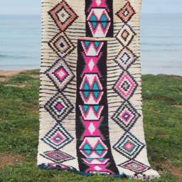 Vintage Boucherouite Moroccan Rug Runner - 7.2x3 Ft - thumbnail 2