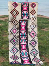 Vintage Boucherouite Moroccan Rug Runner - 7.2x3 Ft - thumbnail 1