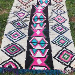 Vintage Boucherouite Moroccan Rug Runner - 7.2x3 Ft - thumbnail 3