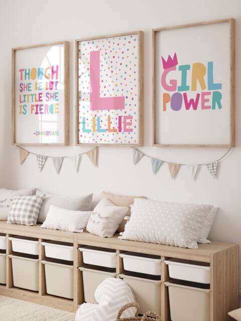 Set Of 3, Girls Bedroom Decor, Girl Power, Affirmation, Positive Prints, Inspirational Wall Art, Nursery Print, Playroom, Personalised - image 1