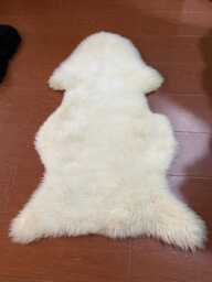 Genuine Ivory Sheepskin Rug - Suede Leather Backing, Scandinavian Chair Cover, Nursery Mat - thumbnail 1
