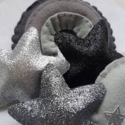 Monochrome Garland. Cloud Moon Stars & Rainbow Garland in Grey Black White. Wall Hanging, Bunting, Nursery. Grey Ombr?? Decor - thumbnail 3