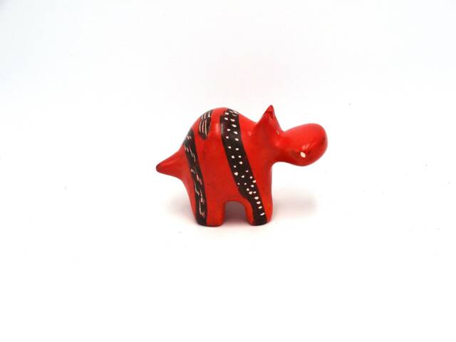 Hand Carved Soapstone Hippo Orange African Animal Statue - image 1