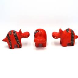 Hand Carved Soapstone Hippo Orange African Animal Statue - thumbnail 4