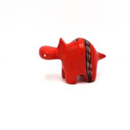 Hand Carved Soapstone Hippo Orange African Animal Statue - thumbnail 3