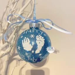 Personalized Baby Footprint Bauble Remembrance Memorial Gift - thumbnail 1