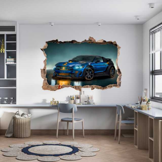 Supercar Wall Sticker Muscle Car Decal Ford Mustang Art Sports Boy Room For - image 1