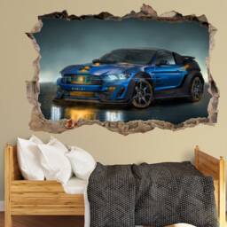 Supercar Wall Sticker Muscle Car Decal Ford Mustang Art Sports Boy Room For - thumbnail 4