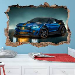 Supercar Wall Sticker Muscle Car Decal Ford Mustang Art Sports Boy Room For - thumbnail 2