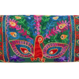 Indian Hand Embroidered Round Bolster Cushion Cover 18x7 Inch - Takiya Pillow Case With Zipper - Cover Only - thumbnail 3