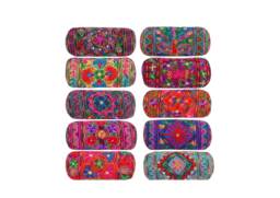 Indian Hand Embroidered Round Bolster Cushion Cover 18x7 Inch - Takiya Pillow Case With Zipper - Cover Only