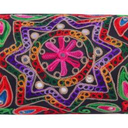 Indian Hand Embroidered Round Bolster Cushion Cover 18x7 Inch - Takiya Pillow Case With Zipper - Cover Only - thumbnail 2