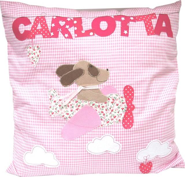 Personalized Pillow With Name, Little Dog - Pillow, Children's Baby Gift, Christening, Birth - image 1