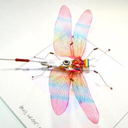 Framed Steampunk Dragonfly Sculpture Recycled Circuit Board Art - thumbnail 2