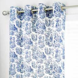 Toile Curtain Panel, Navy Blue Country Life, Blackout Lined Grommets - thumbnail 3