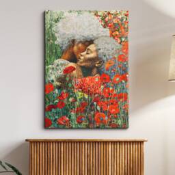 Black Mother Laying in Flowers Abstract Oil Painting Framed Poster Print & Canvas Wall Decor Art Bedroom Home Interior Floral Gift