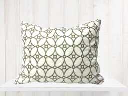 Geometric Embroidered Lumbar Pillow Cover - Modern Farmhouse Decor - thumbnail 1