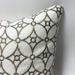 Geometric Embroidered Lumbar Pillow Cover - Modern Farmhouse Decor - thumbnail 2