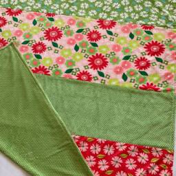 "Oops A Daisy Ii- Minky Blanket Large - Spring Is Here- Polka Dot Back 72""x 60" - thumbnail 2