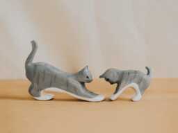 Wooden Cat Figures Toy Set - Handmade Farm Animals For Pretend Play, Montessori & Waldorf Inspired - thumbnail 1