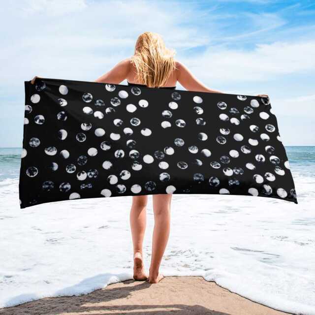 "Black & White Patterned Beach Towel, Spa Towel - 30""x60" - image 1