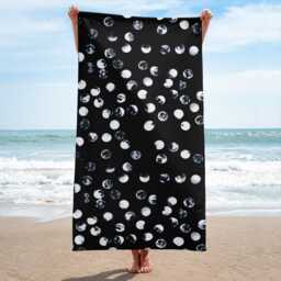 "Black & White Patterned Beach Towel, Spa Towel - 30""x60" - thumbnail 2
