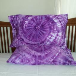 Tie Dyed Cotton Pillowcase, Set Of Two Pillow Cases, 600 Thread Count, Egyptian Cotton Purple Swirl Pillowcase - thumbnail 2
