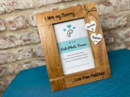 "I Love My Mummy - Mothers Day/Birthday New Baby Personalised Solid Oak Wood Photo Frame 6x4"", 7x5"" Or 10x8" - thumbnail 1
