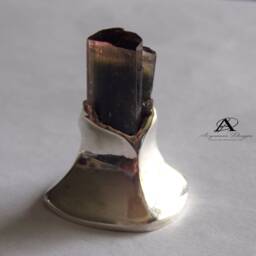 Bi-Color Tourmaline Sterling Silver Desk Decor, Gemstone Art - thumbnail 3