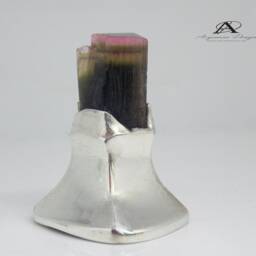 Bi-Color Tourmaline Sterling Silver Desk Decor, Gemstone Art - thumbnail 2